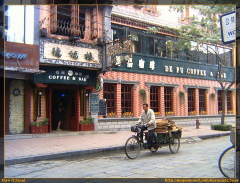 Calle de los cafés en Xian.